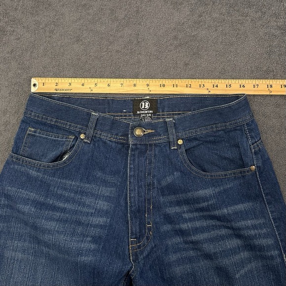 B. Denim mens jeans size Dark Wash Blue 34x34 straight leg 5 Pockets - Picture 6 of 13